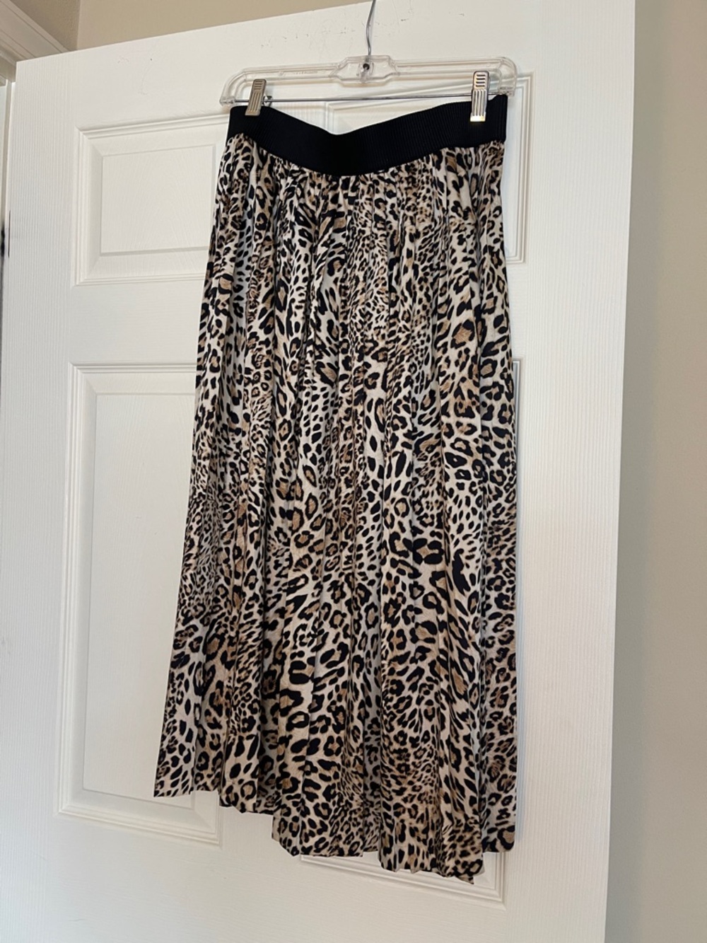 Helene Berman Leopard-Print Midi Skirt in Beige, Black and Cream